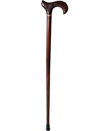 Gents Wooden Derby Cane with Collar Walking Stick in Dark Brown Wood Stain 94cm (37") Height - Buy Online on GoSupps.com