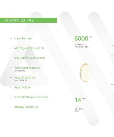 Anew Vita Vitamin D3 + K2 with Organic Coconut Oil - 60 Softgels | Bone Health Support | Circulatory & Calcium Balance | Plant-Based, Non-GMO & Gluten-Free | Made in USA - Buy Online on GoSupps.com