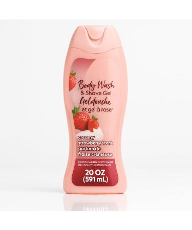 Body Wash and Shave Gel with Creamy Strawberry Aroma 20 fl oz Bottle for Daily Shower Use Smooth Lather Formula for Regular Bathing and Routine Personal Care