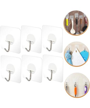 Generic 6pcs Transparent Sticky Hook Over The Door Hook Kitchen Hook Wall Mount Stainless Steel Wall-Mounted - Buy Online on GoSupps.com