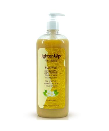 LightenUp Exfoliating Body Wash - 33.8 Fl oz / 1000 ml - Formulated to Exfoliate and to Nourish Skin  with Shea Butter  Jasmine Oil Argan Oil Exfoliating with Jasmine Oil