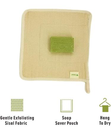 Eco-Friendly Washcloths with Soap Saver Bag | 3 Pack - Sisal & Organic Cotton Face & Body Scrubber for Men & Women - Buy Online on GoSupps.com