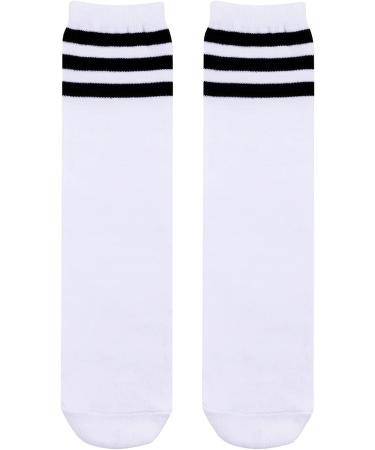 DRESHOW BQUBO Kids Toddler Soccer Socks - White/Black Stripe, 3-6 Years - Buy Online on GoSupps.com