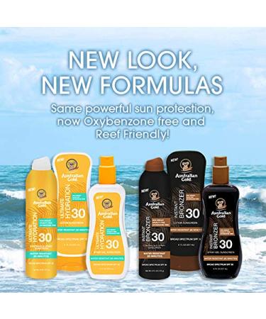 Australian Gold Spray Gel Sunscreen Moisturize Hydrate Skin Broad Spectrum Water Resistant NonGreasyc Oxybenzone Free Cruelty Free SPF 30 Coconut 8 Ounce (A70892) (Pack of 2) - Buy Online on GoSupps.com