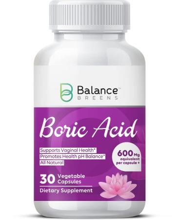 Balance Breens Boric Acid Vaginal Suppositories 600 mg - Intimate Health Support Promotes Healthy pH Balance - 30 Vaginal Use Capsules - Buy Online on GoSupps.com