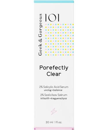 Geek & Gorgeous 101 - Porefectly Clear light gel exfoliant with 2% salicylic acid & Sarcosine unclogs pores & improves blackheads & oiliness - combination & oily skin 30ml - Buy Online on GoSupps.com