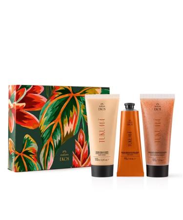 Natura - Tukum Anti-Signs of Aging Brazilian Holiday Set Vegan Body Care Gift Set with Hyluronic Acid Body Lotion Hydrating Hand Cream & Exfoliating Shower Gel Firming & Revitalizing