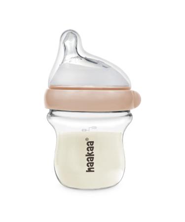 haakaa Gen.3 Natural Glass Baby Bottle 4.2oz/120ml - Wide Neck  Anti-Colic Slow Flow Nipple Easy to Clean  0M+ Breastfed Babies  Newborn Registry Essentials BPA Free-Peach 4 Ounce Peach - Buy Online on GoSupps.com