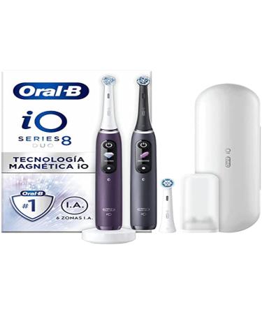 Oral-B io 8 electric toothbrushes rechargeable violet and black handle combined with Bluetooth with magnetic technology father's day gift 3 brushes 1 travel case