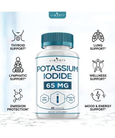Liberty Lifestyle Potassium Iodide 120 Capsules - Thyroid Support Supplement - Made in USA - Buy Online on GoSupps.com