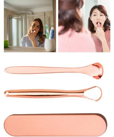 Stainless Steel Tongue Scraper Set - 3pcs Dental Cleaner Tool with Case for Oral Hygiene - Buy Online on GoSupps.com