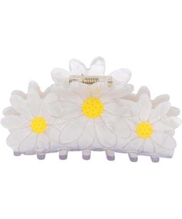 Large Hair Claw Clip Big Claw Clips Hair Clips for Women Elegant Flower Shape Fashionable Hair Clip Styling Tool Accessories(tulip) (Color : White Daisy Large)