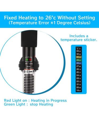 Silkwish Mini Aquarium Heater 25W for 4-20L Tanks | Small Heating Stick with Suction Cups & Temperature Stickers | Maintains 26 | 107cm Power Cable - Buy Online on GoSupps.com