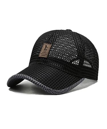 FASHIXD Summer Mesh Baseball Cap for Men Women Trucker Mesh Hat Baseball Hats Outdoor Sports Running hat 1-black