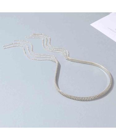 Yheakne Bling Rhinestone Tassel Hair Band Headband Sparkling Thin Hair Hoop Row Crystal Headband Headwear Silver Wedding Headpieces Bridal Hair Accessories for Women and Girls - Buy Online on GoSupps.com