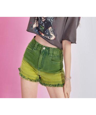 Buy Uck-Kit Women's High Waist Green Denim Shorts - Casual Stretch Slim Fit Straight Leg Available in XXL - Buy Online on GoSupps.com
