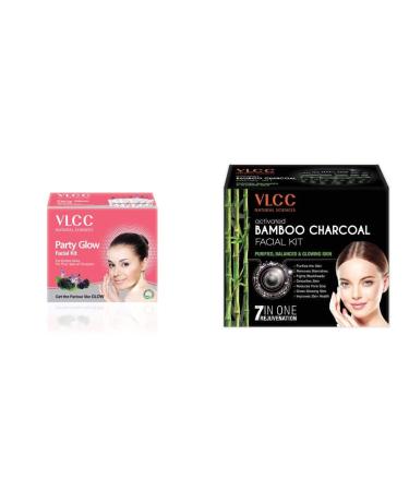 Women Facial Facial Kit Party Glow Facial Kit + Activated Bamboo Charcoal Facial kit 60g +60g Pack of 2