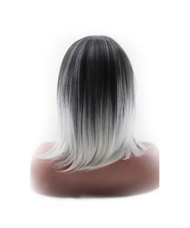 SHIYID Short Straight Synthetic Wigs for Women - Black Root Gray Two Tones | Perfect International Shipping - Buy Online on GoSupps.com