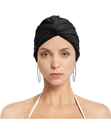 Buy Stylish Women's Swimming Cap - Retro Turban Bath Cap with Ear Protection Slipproof for Long & Short Hair - Perfect for Summer - Buy Online on GoSupps.com