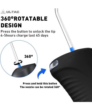 Water Dental Flosser with 7 Tips - Portable Rechargeable Oral Irrigator | IPX7 Waterproof 4 Modes | Travel-Friendly 320ml Tank - Black - Buy Online on GoSupps.com