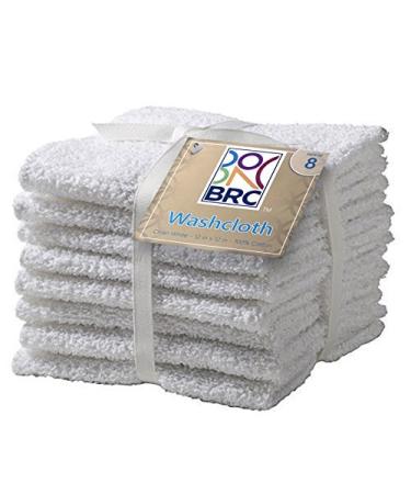 Best Ride On Cars BRC Multi Pack 100% Cotton 12x12 White Washcloths 8 Piece Set Makes a Great Gift!