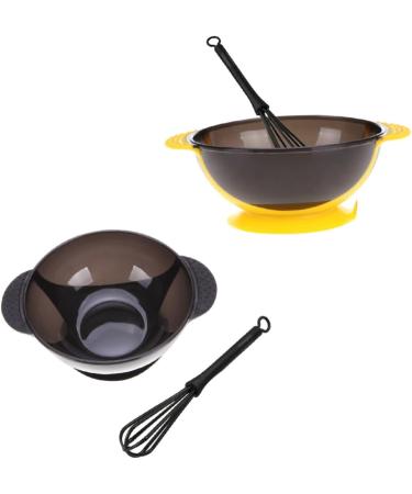 STOBAZA Kit de 2 Bols Teinture Capillaire Ventouse Jaune et Agitateur Noir Bol de Coiffure R utilisable M langeur de Couleurs Pratique pour Salon Professionnel - Buy Online on GoSupps.com