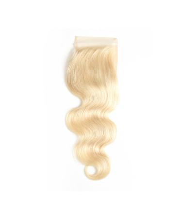 Mila Blonde 613# Real Hair Lace Closure 100% Remy Human Hair Closure Brazilian Hair Body Wave Free Part (4 " 4") with Baby Hair 10 "/25cm corrugated 25cm