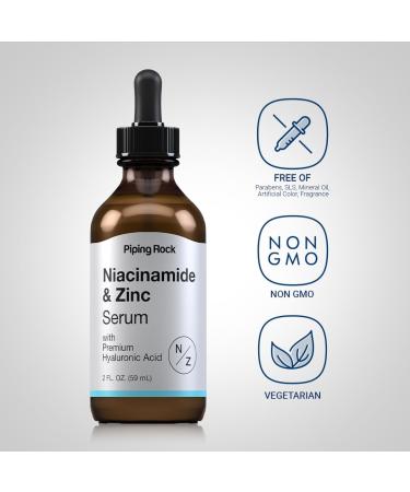 Piping Rock Niacinamide & Zinc Serum - 2 fl oz | Hydrating Face & Skin Solution with Hyaluronic Acid | Paraben SLS & Fragrance-Free - Buy Online on GoSupps.com
