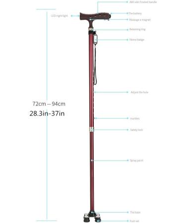 Cane Elderly Walking Stick Anti-Slip Multi-Function Telessquat Four Feet Stable Walking Stick - Buy Online on GoSupps.com