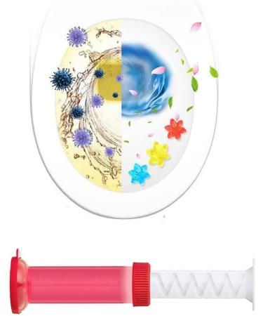 Toilet Gel Stamp Flower Fragrance Bathroom Deodorizer Bowl Cleaner Toilet Wand Stops Limescales and Stains with Air Freshening Deodorizing Clean Red - Buy Online on GoSupps.com