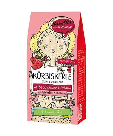 Ravellis pumpkin seeds in white chocolate with strawberry (80 g) - Organic white chocolate and strawberry 80 g (1 pack)