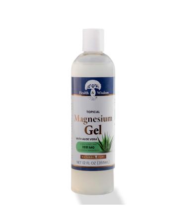 Health and Wisdom Magnesium Gel - 12 fl oz with Healing Properties of Aloe Vera | Use for Spray, Lotion, Rub, and Bath Additive | Topical Moisturizer | Hair and Body | Natural | Pure