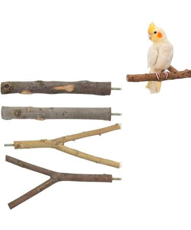 4 Piece Natural Wood Bird Toys Set - Perches Pencil Rods & Accessories for Parrots & Birds - 2 Specs 8 Washers & 4 Wing Nuts - Buy Online on GoSupps.com