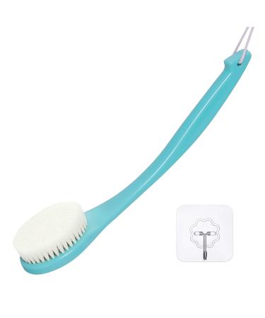 Exfoliating Shower Brush Bath Body Brush Never Mold Back Brush Long Handle for Shower Dry Brushing Body Brush or Wet Brush with Moderate Bristles Green Nylon