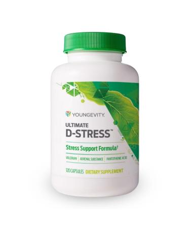 Youngevity Ultimate D-Stress Natural Stress Relief Supplement with Magnesium Valerian Root Extract and B Vitamins Supports Adrenal Health and Nervous System 120 Capsules (Pack of 1)