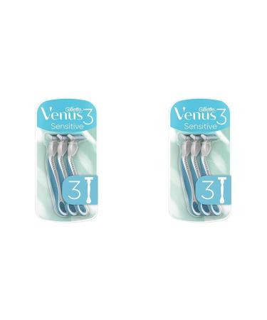Gillette Venus 3 Sensitive Disposable Razors for Women 3 Women's Razors with Comfort Blades Mother's Day Gift (Pack of 2)