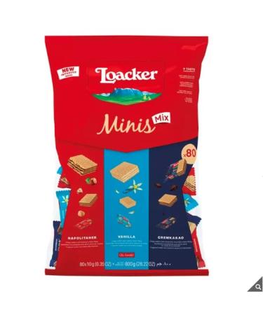 Loacker Mini Mix 3 Delicious Flavours | Crispy Wafers Hazelnut | Vanilla Biscuits | Napolitaner | Vanille & Cremkakao | 800g