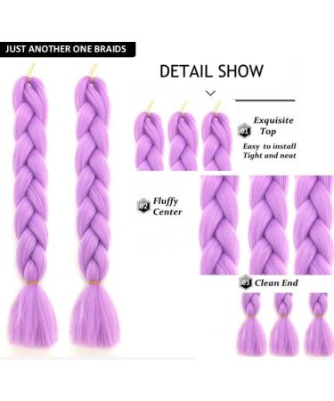 Just Another One 24inch Hair Extensions for Jumbo Braiding Colourful Pre Stretched Hair Heat Resistant Yaki Synthetic African Box Braids Crochet Twist hair for Women Girls & Unisex Purple - Buy Online on GoSupps.com