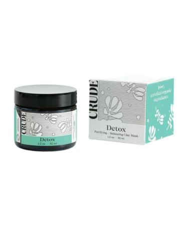 CRUDE Detox - Purifying & Balancing Clay Mask Microbiome-Friendly Soap-Free Anti-Inflammatory Skincare for Acne & Breakouts - for Skin Polish Dead Skin Removal & Skin Texture - 1 oz.