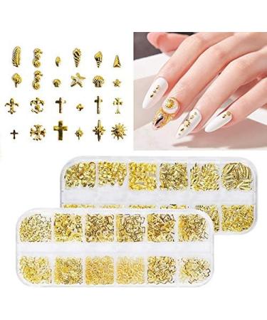 Desikixudy Star Month Gold and Silver Nail Art Metal Shell 3D Nail Decoration Studs Rhinestones Nail Art Design Charms Stone 07 - Buy Online on GoSupps.com