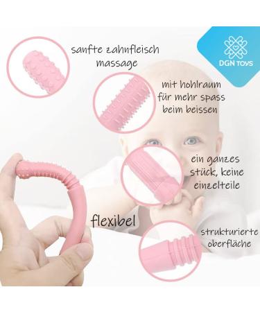Bite Tube Baby Set - 4 Food-Grade Silicone BPA-Free Teething Tubes with Cleaning Brush | Hohle Bite Tubes for Babies | Safe & Soothing Bite Rings - Buy Online on GoSupps.com