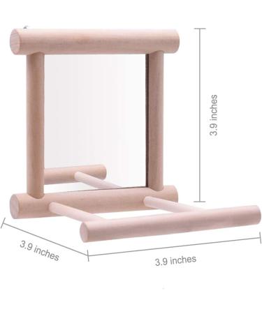 HANZE Bird Mirror and Swing Set for Parrots - Wooden Toy for Macaws, Lovebirds, Cockatiels - 2 Pack - Buy Online on GoSupps.com