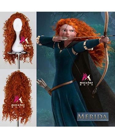 Brave Princess Merida 75cm Orange Curly Wig | Heat Resistant Synthetic Hair | Cosplay & Halloween Accessory + Free Wig Cap - Buy Online on GoSupps.com