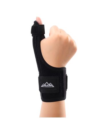 supregear Thumb Brace Universal Adjustable Trigger Thumb and Wrist Support Thumb Stabilizer Thumb Spica Splint Compression Wrap One Size Fits Most Left or Right Hand Black