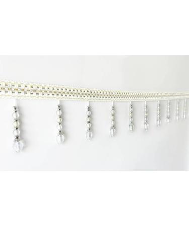 Yalulu 4 Yards Braided Hanging Beads Tassel Trim Fringe Ribbon for DIY Crafts - White - Buy Online on GoSupps.com