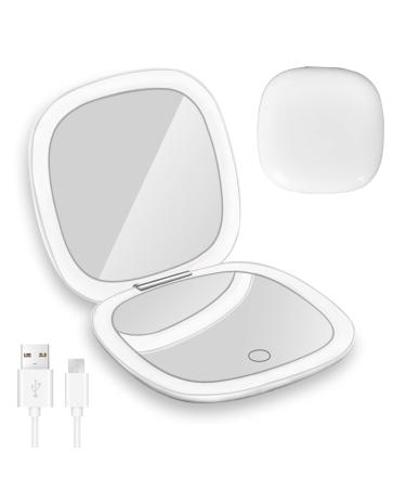 JIMACRO LED Travel Makeup Mirror  1x/10x Magnifying Pocket Mirror with 56 LED Lights  USB Charging Folding Mirror with Touch Sensor 3 Colors Brightness Adjustable  Ideal for Handbag  Girls Gift White - Buy Online on GoSupps.com