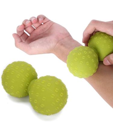 Verdant Touch Double Massage Ball - Deep Tissue Muscle Release for Leg Back & Shoulder | Yoga & Gym Fitness Ball - Green - Buy Online on GoSupps.com