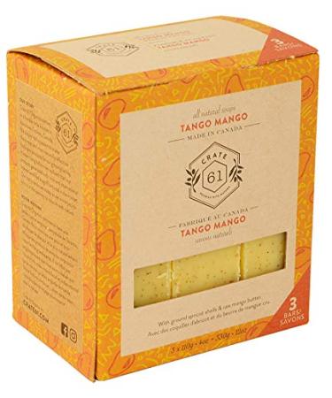 Crate 61  Vegan Natural Bar Soap  Tango Mango  3 Pack  Handmade Soap With Premium Essential Oils  Cold Pressed Face And Body Bar Soap For Men And Women (4 oz  3 Bars) Tango Mango 3 Pack Mango 3 Count (Pack of 1)