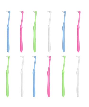 12 Pieces Orthodontic Toothbrush Pointed Head Orthodontic Brush apered Trim Toothbrush Compact Interdental Interspace Brush for Hard to Reach Areas  Implants  Orthodontic Appliances  Bridges YH-004