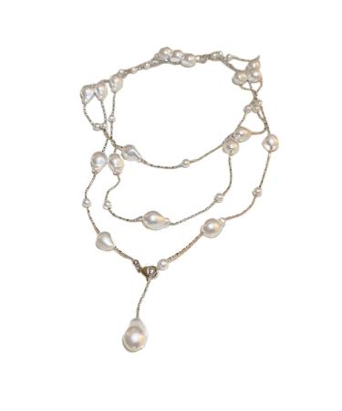 OralGos Fashion Double Strand Necklace Charm Necklace Sweater Chain Long Chain Suitable for Party and Wedding Plastic